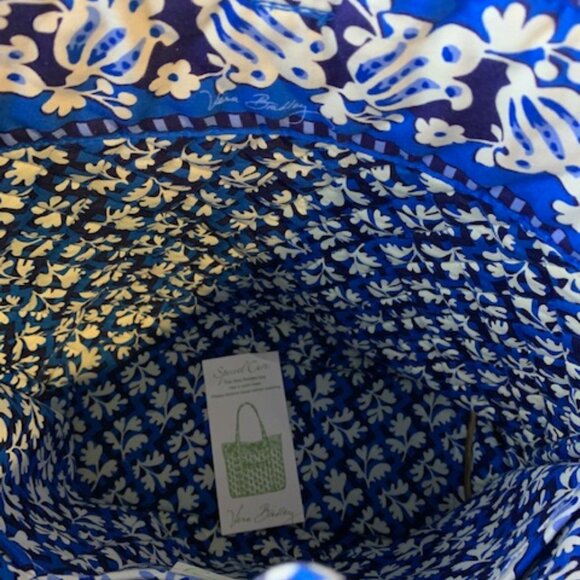 Vera Bradley Tote 13x14 Blue Lagoon Print Three Inside Pockets 12" Handles NWT - Picture 11 of 12